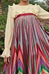 Buy_Siddhartha Bansal_Multi Color Dupion Stripe Print Flared Skirt_Online_at_Aza_Fashions
