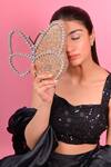Buy_Oceana Clutches_Gold Studs, Crystals Butterfly Embellished Clutch_at_Aza_Fashions