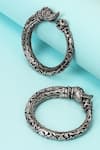 Buy_Sangeeta Boochra_Silver Plated Textured Carved Bracelets Set Of 2 _at_Aza_Fashions