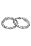 Shop_Sangeeta Boochra_Silver Plated Textured Carved Bracelets Set Of 2 _at_Aza_Fashions