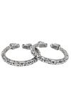 Shop_Sangeeta Boochra_Silver Plated Handcrafted Bracelets Set Of 2 _at_Aza_Fashions