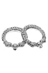 Shop_Sangeeta Boochra_Silver Plated Handcrafted Textured Bracelets Set Of 2 _at_Aza_Fashions