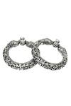 Sangeeta Boochra_Silver Plated Handcrafted Textured Bracelets Set Of 2 _Online_at_Aza_Fashions