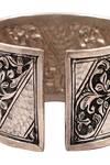Shop_Sangeeta Boochra_Silver Plated Floral Carved Bracelet _Online_at_Aza_Fashions