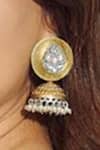 Shop_Sangeeta Boochra_Gold Plated Bead Drop Jhumkas_Online_at_Aza_Fashions