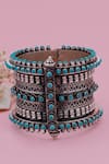 Buy_Sangeeta Boochra X Deme_Blue Stones Farzin Embellished Bracelet _at_Aza_Fashions