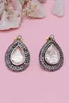 Buy_Sangeeta Boochra X Deme_Silver Plated Moissanite Gemstones Meesha Drop Earrings_at_Aza_Fashions