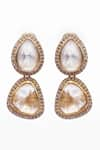 Sangeeta Boochra X Deme_Gold Plated Moissanite Gemstones Sanaz Dangler Earrings _Online_at_Aza_Fashions