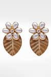 Sangeeta Boochra X Deme_Gold Plated Pearls Nargis Floral Shape Earrings _Online_at_Aza_Fashions