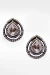 Sangeeta Boochra X Deme_Silver Plated Moissanite Gemstones Mehru Drop Earrings _Online_at_Aza_Fashions