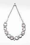 Shop_Sangeeta Boochra X Deme_Silver Plated Moissanite Bolour Necklace _at_Aza_Fashions