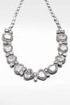 Sangeeta Boochra X Deme_Silver Plated Moissanite Bolour Necklace _Online_at_Aza_Fashions