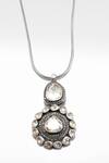 Sangeeta Boochra X Deme_Silver Plated Moissanite Nikoo Handcrafted Pendant Necklace_Online_at_Aza_Fashions