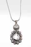 Sangeeta Boochra X Deme_Silver Plated Moissanite Nirut Handcrafted Necklace_Online_at_Aza_Fashions