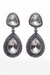 Sangeeta Boochra X Deme_Silver Plated Moissanite Gemstones Tawana Embellished Earrings _Online_at_Aza_Fashions