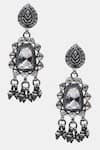 Sangeeta Boochra X Deme_Silver Plated Moissanite Gemstones Shahwar Embellished Earrings _Online_at_Aza_Fashions