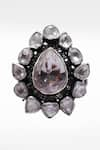 Sangeeta Boochra X Deme_Silver Plated Moissanite Gemstones Oldooz Embellished Ring _Online_at_Aza_Fashions