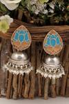 Buy_Sangeeta Boochra_Silver Plated Beads Teardrop Top Jhumkas _Online_at_Aza_Fashions