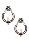 Shop_Sangeeta Boochra_Silver Plated Embroidery Handcrafted Hoops _at_Aza_Fashions