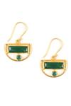 Sangeeta Boochra_Green Stones Handcrafted Geometric Motif Earrings _Online_at_Aza_Fashions