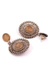 Sangeeta Boochra_Brown Cut Work Antique Coin Dangler Earrings _Online_at_Aza_Fashions