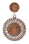 Buy_Sangeeta Boochra_Brown Cut Work Antique Coin Dangler Earrings _Online_at_Aza_Fashions