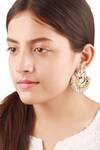 Shop_Sangeeta Boochra_Gold Plated Stone Floral Carved Chandbalis _at_Aza_Fashions