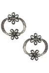 Buy_Sangeeta Boochra_Silver Plated Pearls Handmade Floral Bead Stud Earrings _at_Aza_Fashions