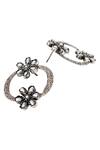 Shop_Sangeeta Boochra_Silver Plated Pearls Handmade Floral Bead Stud Earrings _at_Aza_Fashions