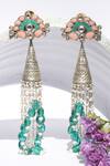 Buy_Sangeeta Boochra_Silver Plated Pearls, Stones Handcrafted Tassel Long Jhumkas _at_Aza_Fashions