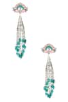 Shop_Sangeeta Boochra_Silver Plated Pearls, Stones Handcrafted Tassel Long Jhumkas _at_Aza_Fashions