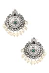 Buy_Sangeeta Boochra_Silver Plated Pearls, Stones, Crystals Handcrafted Bead Drop Danglers _at_Aza_Fashions