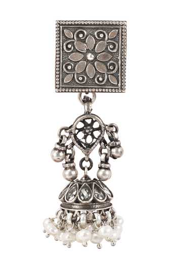 Buy_Sangeeta Boochra_Silver Plated Beads Drop Jhumkas _Online_at_Aza_Fashions