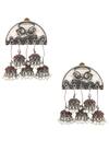 Shop_Sangeeta Boochra_Silver Plated Beads Drop Dangler Earrings _at_Aza_Fashions