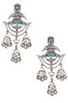 Shop_Sangeeta Boochra_Silver Plated Cut Work Handcrafted Dangler Earrings _at_Aza_Fashions