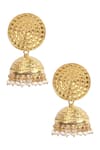 Shop_Sangeeta Boochra_Gold Plated Bead Handcrafted Drop Jhumkas _at_Aza_Fashions