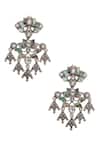 Shop_Sangeeta Boochra_Silver Plated Stones Handcrafted Dangler Earrings _at_Aza_Fashions