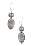Shop_Sangeeta Boochra_Silver Plated Embroidery Handcrafted Drop Earrings _at_Aza_Fashions