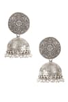 Buy_Sangeeta Boochra_Silver Plated Pearl Handcrafted Jhumkas _at_Aza_Fashions