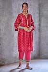 Buy_Shivani Bhargava_Pink Chanderi Bandhani Print Kurta  _Online_at_Aza_Fashions