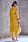 Shop_Shivani Bhargava_Yellow Chanderi Embroidered Kurta _at_Aza_Fashions