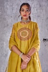 Shop_Shivani Bhargava_Yellow Chanderi Embroidered Kurta _Online_at_Aza_Fashions