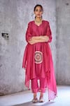Buy_Shivani Bhargava_Pink Chanderi Embroidered Kurta _Online_at_Aza_Fashions