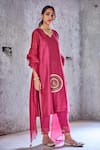 Shivani Bhargava_Pink Chanderi Embroidered Kurta _Online_at_Aza_Fashions