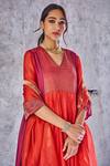 Buy_Shivani Bhargava_Red Kota Silk Dupatta _Online_at_Aza_Fashions