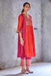 Shivani Bhargava_Red Chanderi Handwoven Kurta _Online_at_Aza_Fashions