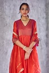 Shop_Shivani Bhargava_Red Chanderi Handwoven Kurta _Online_at_Aza_Fashions