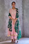 Shop_Shivani Bhargava_Green Organza Silk Bandhani Print Dupatta _Online_at_Aza_Fashions