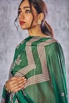 Buy_Shivani Bhargava_Green Organza Silk Bandhani Print Dupatta _at_Aza_Fashions