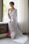 Buy_House of Hiya_White Cotton Silk Embroidered Saree_at_Aza_Fashions